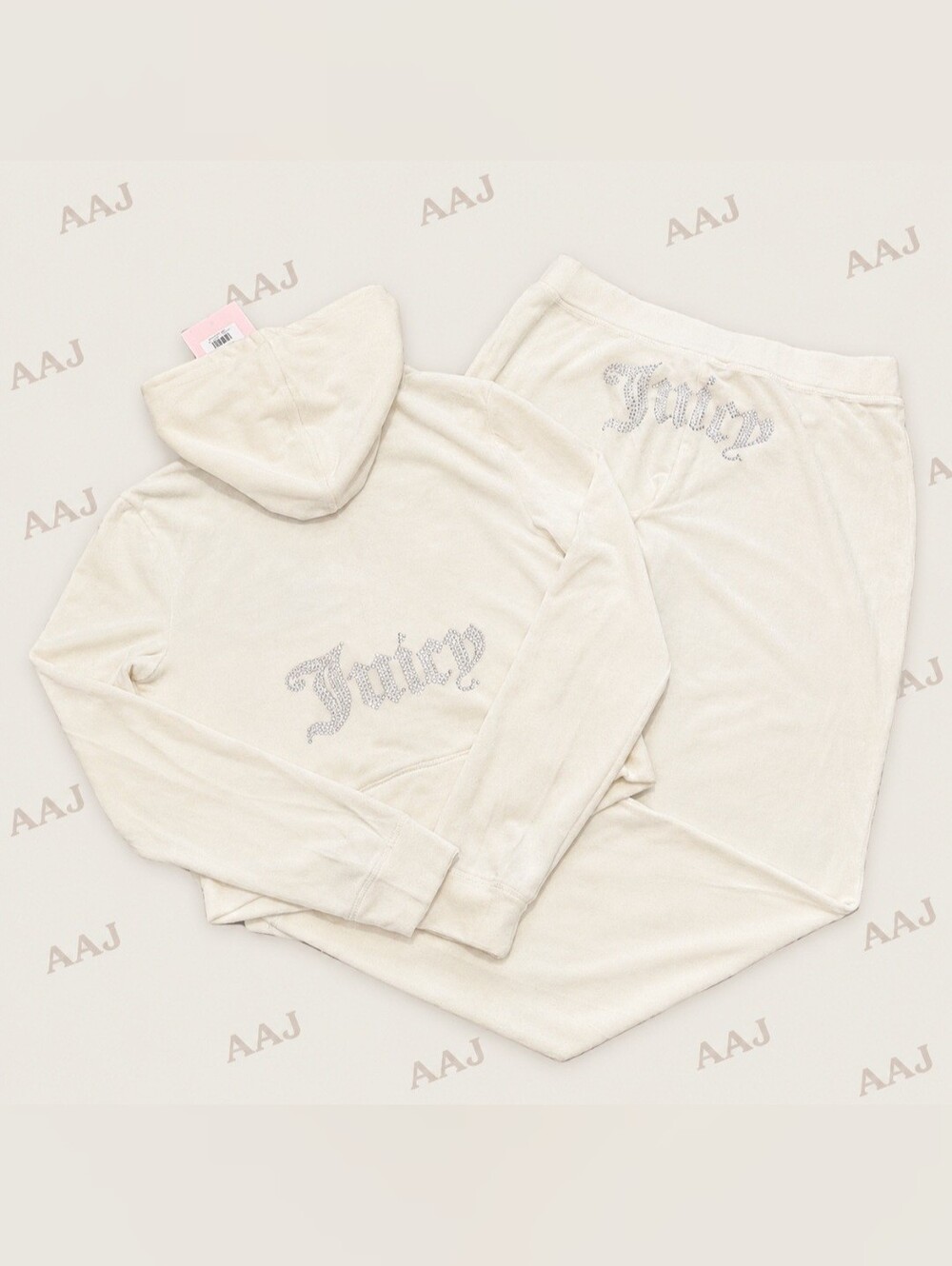 Juicy Couture Oyster Velour Zip Up Hoodie & Pants Set - M